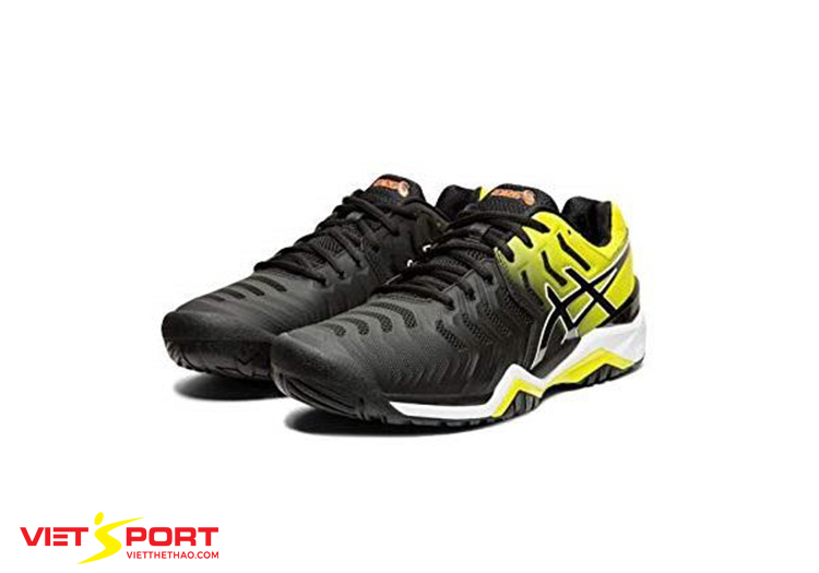 GIẦY TENNIS ASICS GEL RESOLUTION 7 ĐEN/VÀNG/CAM