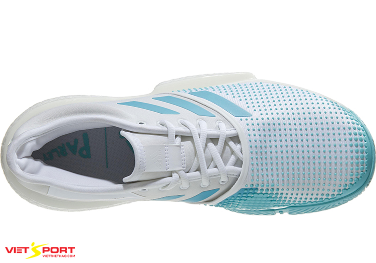 Phần trên giày Tennis Adidas Solecourt Boost trắng/xanh