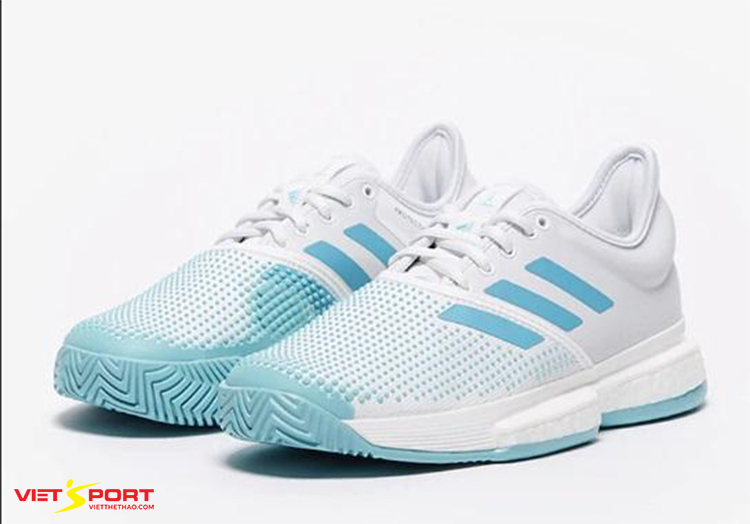 Giày Tennis Adidas Solecourt Boost trắng/xanh