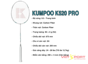 Vợt Cầu Lông Kumpoo K520 Pro Trắng