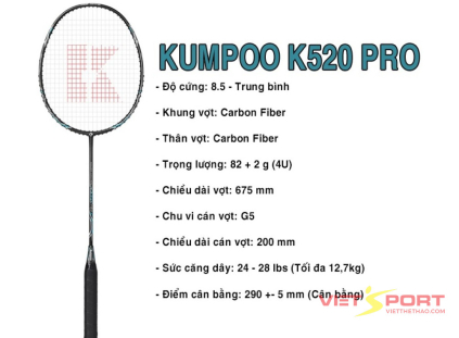 Vợt Cầu Lông Kumpoo K520 Pro Đen