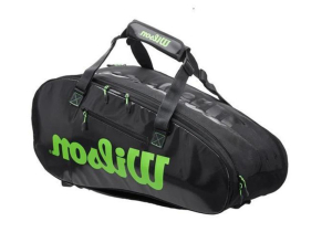 BAO VỢT TENNIS WILSON SUPER TOUR 2 COMP BLACK/GREEN 9-PACK BAG