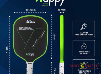 Vợt Pickleball Zocker Happy HP2 Super Green